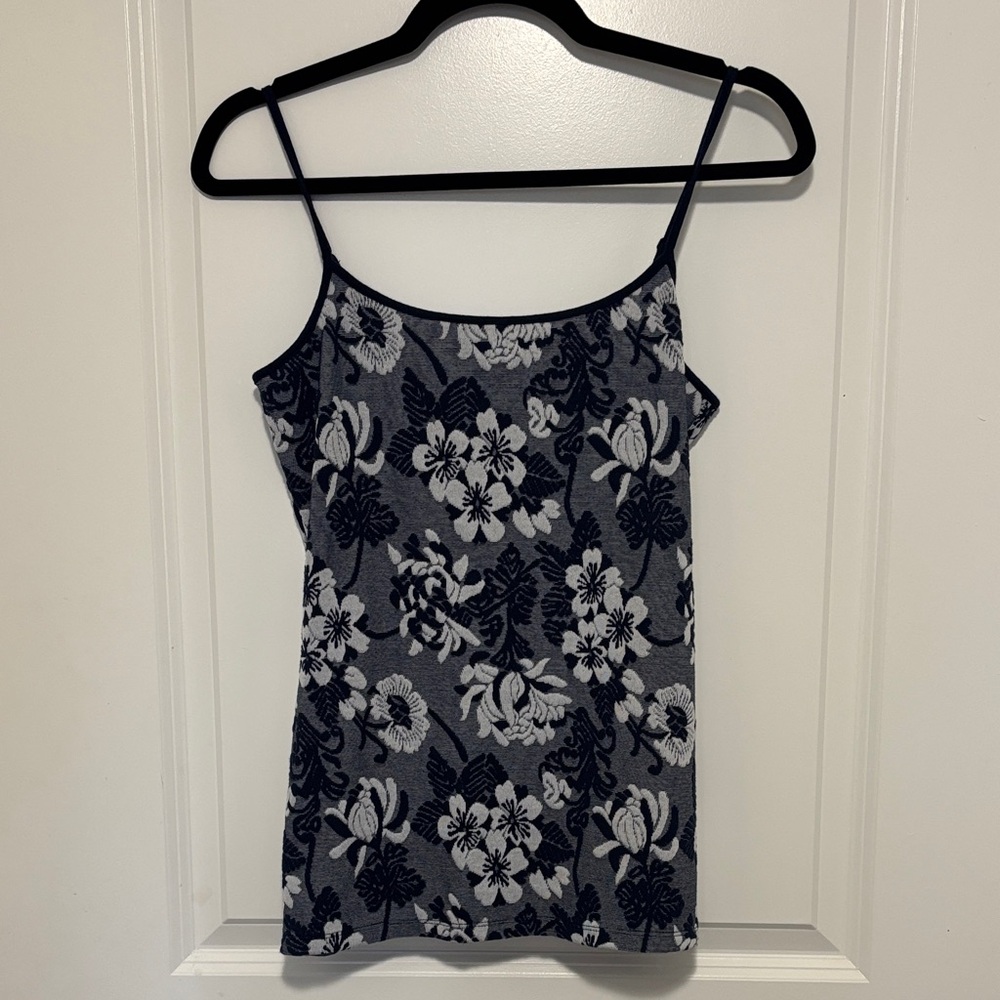 LOFT Navy and White Floral Camisole